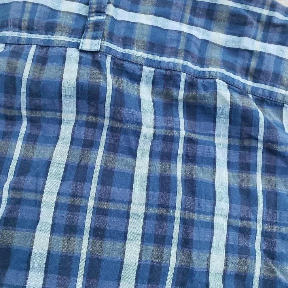 The North Face Shirt Mens Medium Blue‎ Plaid Short Sleeve Button Up Casual